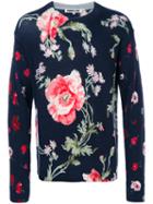 Mcq Alexander Mcqueen - Floral Print Crew Jumper - Men - Wool - S, Blue, Wool