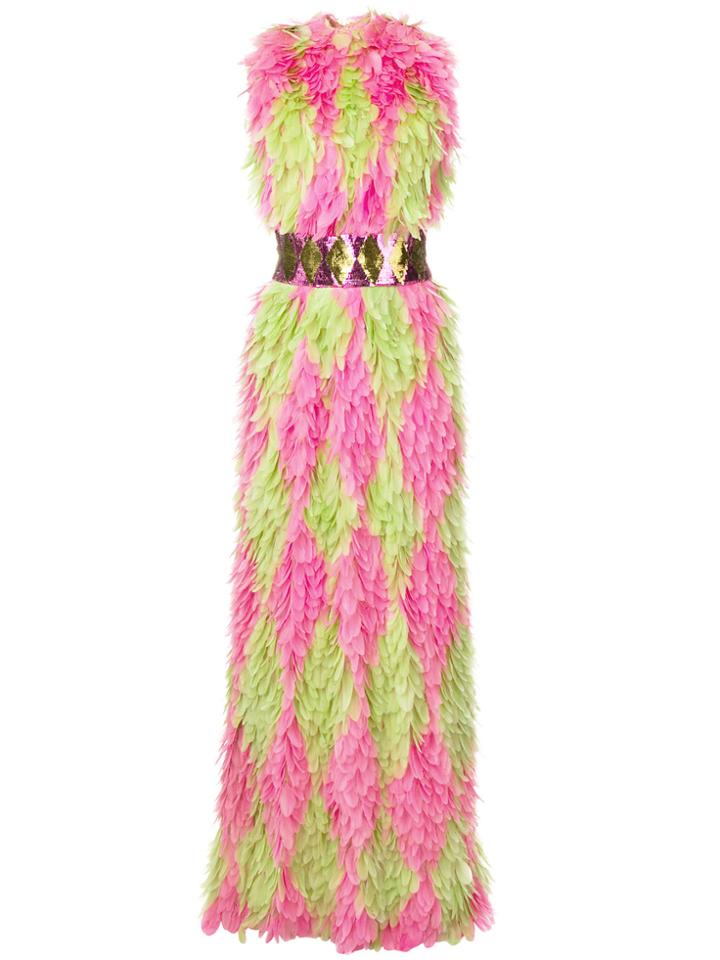 William Vintage Couture Feather Gown - Multicolour