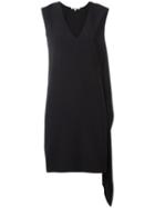 Helmut Lang Elongated Detailing V-neck Dress, Women's, Size: Xs, Blue, Viscose/acetate/silk