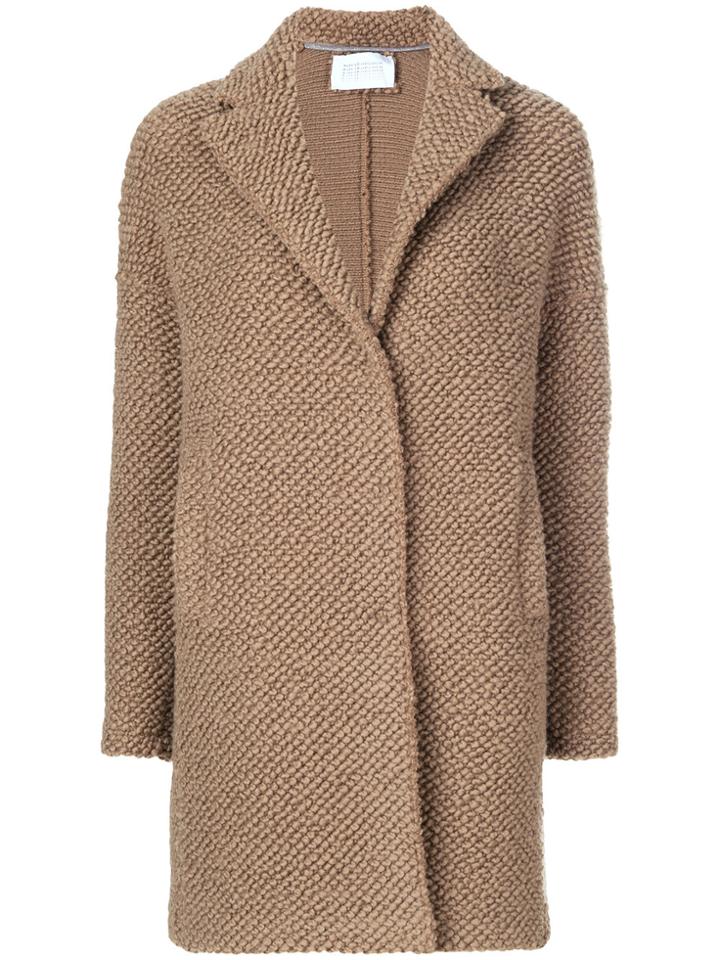 Harris Wharf London Textured Single Breasted Coat - Brown