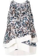 3.1 Phillip Lim Brushstroke Print Layered Hem Blouse - White