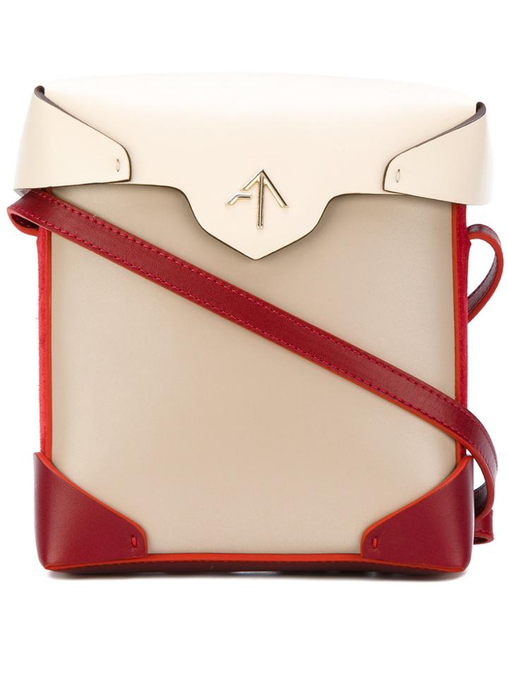 Manu Atelier Contrast Colour Satchel - Nude & Neutrals