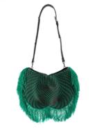 Issey Miyake Fringed Textured Shoulder Bag, Women's, Green