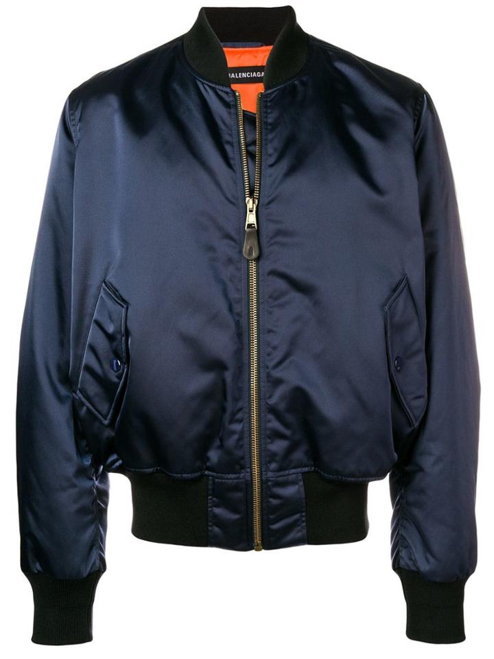 Balenciaga Archetype Embroidered Bomber Jacket - Blue