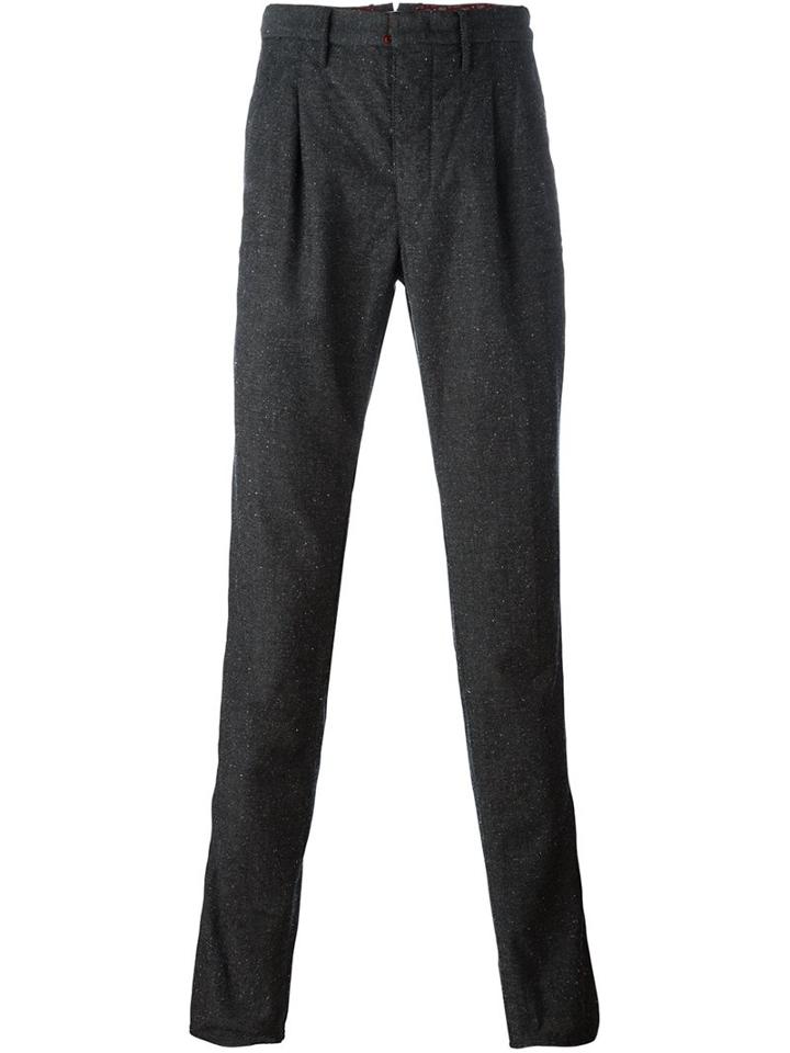 Incotex Speckled Straight Leg Trousers, Men's, Size: 36, Grey, Silk/linen/flax/viscose/wool