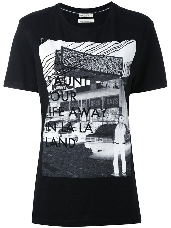 Each X Other - 'flaunt Your Life Away' Printed T-shirt - Women - Cotton - M, Black, Cotton