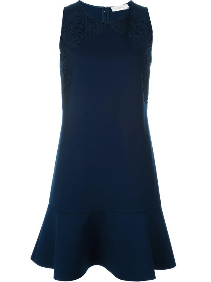 Tory Burch Floral Lace Appliqué Dress, Women's, Size: Xs, Blue, Nylon/spandex/elastane/viscose