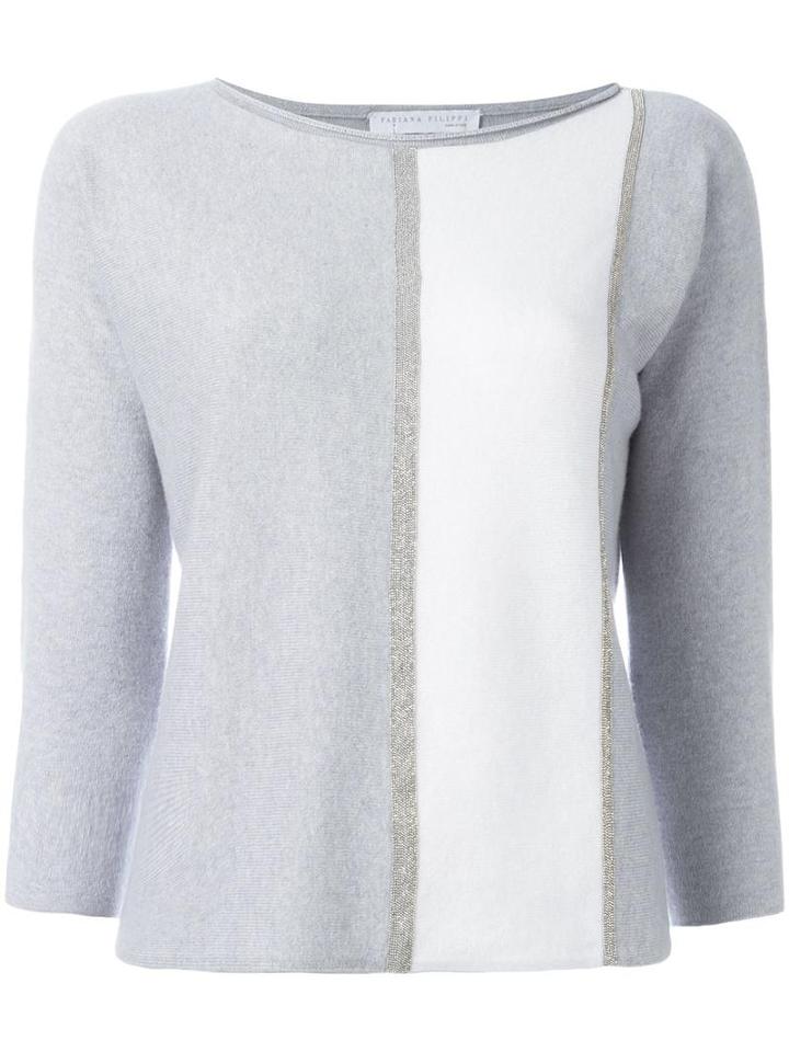 Fabiana Filippi Bicolour Slim-fit Jumper, Women's, Size: 46, Grey, Silk/cashmere/merino