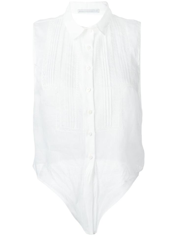 Ermanno Scervino Sleeveless Shirt, Women's, Size: 42, White, Cotton/ramie/polyamide