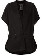 Ann Demeulemeester Buckled V-neck Woollen Top, Women's, Size: 36, Black, Nylon/rayon/wool
