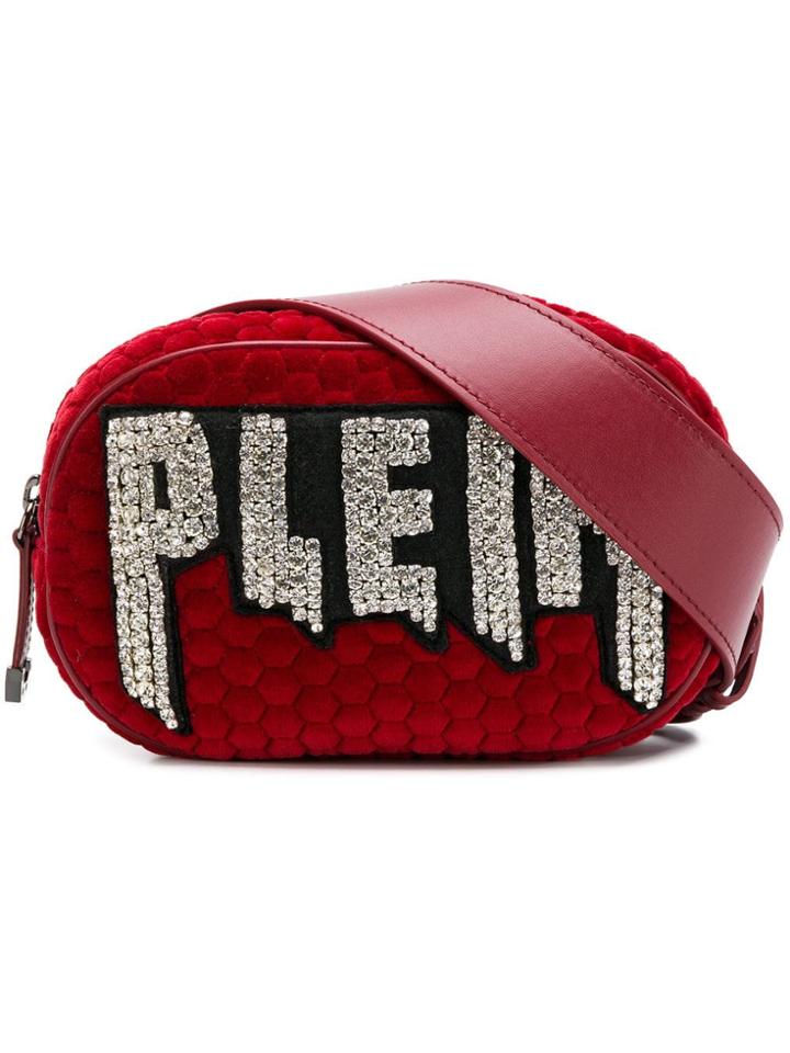 Philipp Plein Quilted Crystal Logo Belt Bag - Red