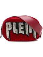 Philipp Plein Quilted Crystal Logo Belt Bag - Red
