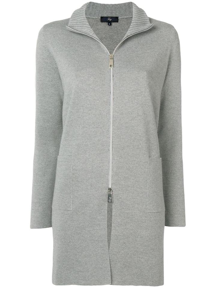 Fay Zipped Cardi-coat - Grey