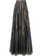 Peter Pilotto Lurex Striped Chiffon Skirt - Blue