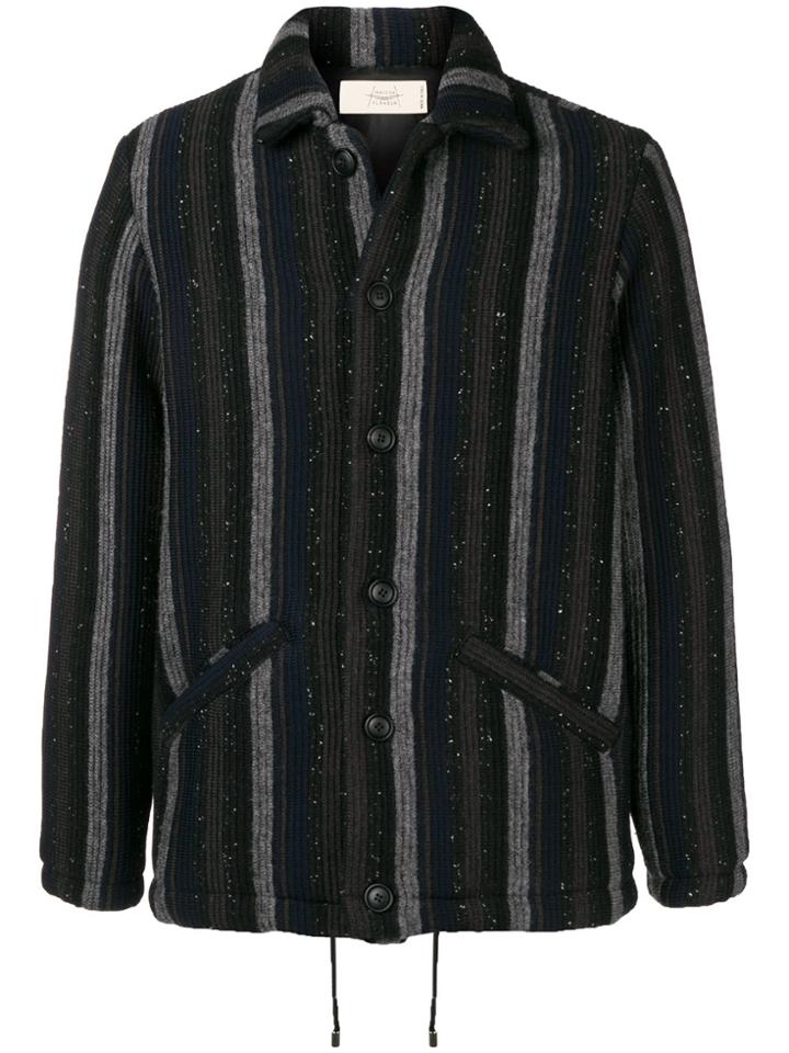 Maison Flaneur Striped Knitted Jacket - Blue