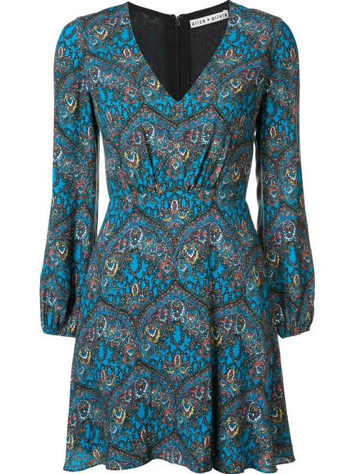Alice+olivia Gothic Print Flared Dress