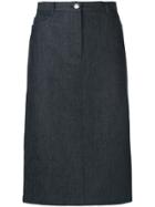 Jil Sander Navy Denim Midi Skirt - Blue