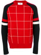 Ami Alexandre Mattiussi - Intarsia Grid Jumper - Men - Polyamide/merino - M, Red, Polyamide/merino