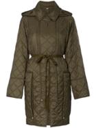 Burberry Quilted Hooded Oversized Pocket Coat - Green