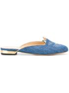 Charlotte Olympia Kitty Slippers - Blue