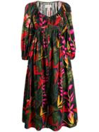 Mara Hoffman Floral Ruched Midi Dress - Black