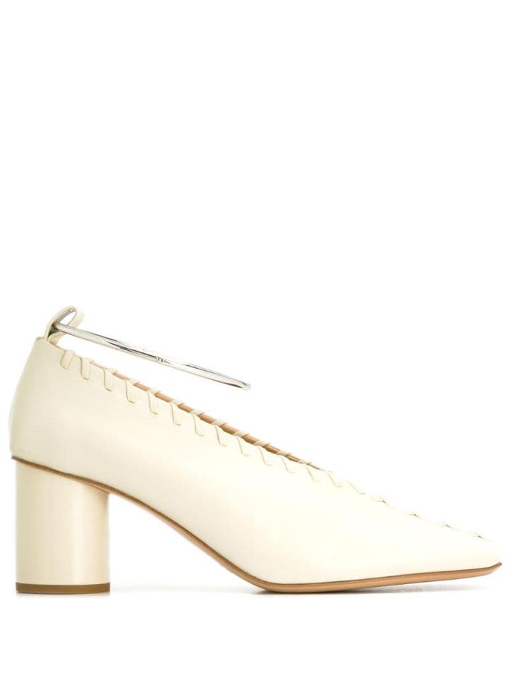 Jil Sander Square Toe Whipstitched Pumps - White