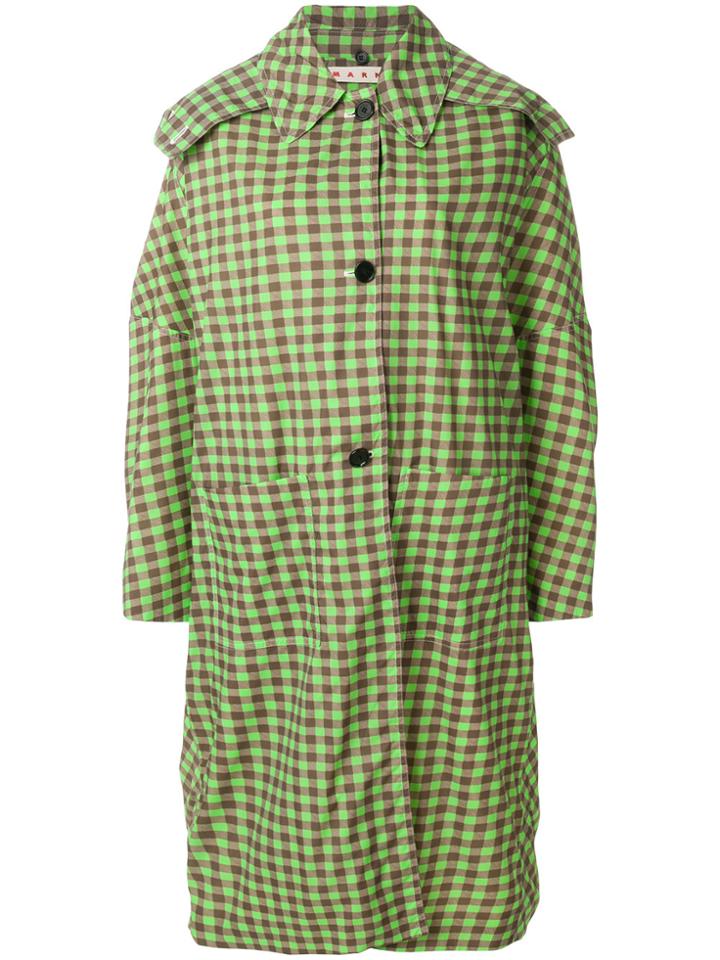 Marni Checked Trench Coat - Green