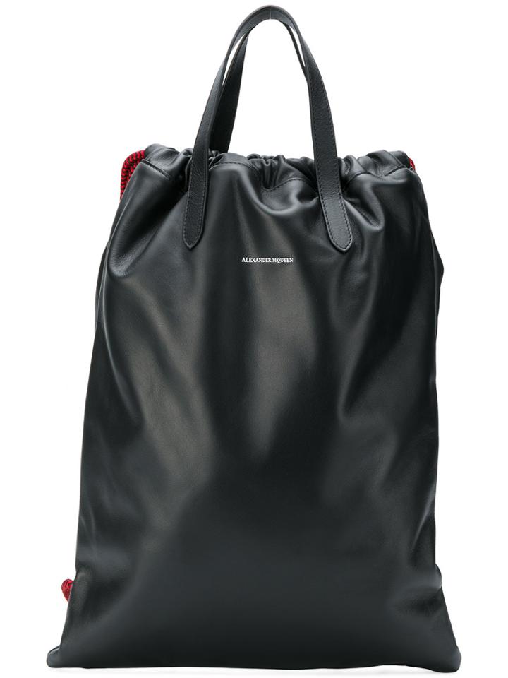 Alexander Mcqueen Logo Drawstring Backpack - Black