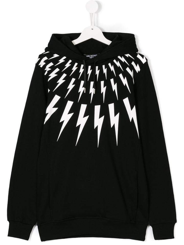 Neil Barrett Kids Lightning Bolt Hoodie - Black