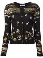 Prabal Gurung Sequin Embroidery Cardigan, Women's, Size: Medium, Black, Cashmere