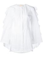 Sara Battaglia Ruffle Sleeved Shirt, Women's, Size: 50, White, Cotton