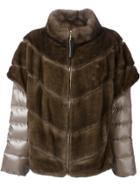 Liska Layered Padded Fur Jacket - Brown