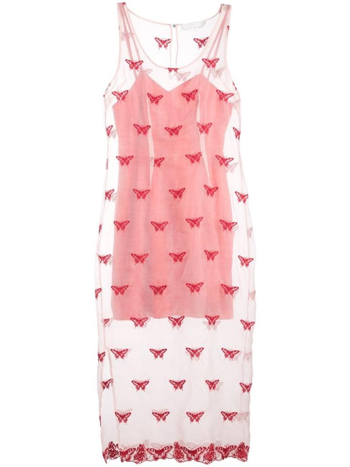 Fleur Du Mal Embroidered Sleeveless Dress - Pink