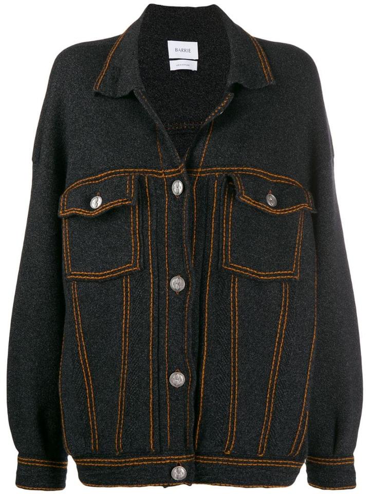 Barrie Contrast-stitch Knitted Jacket - Black