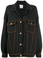 Barrie Contrast-stitch Knitted Jacket - Black