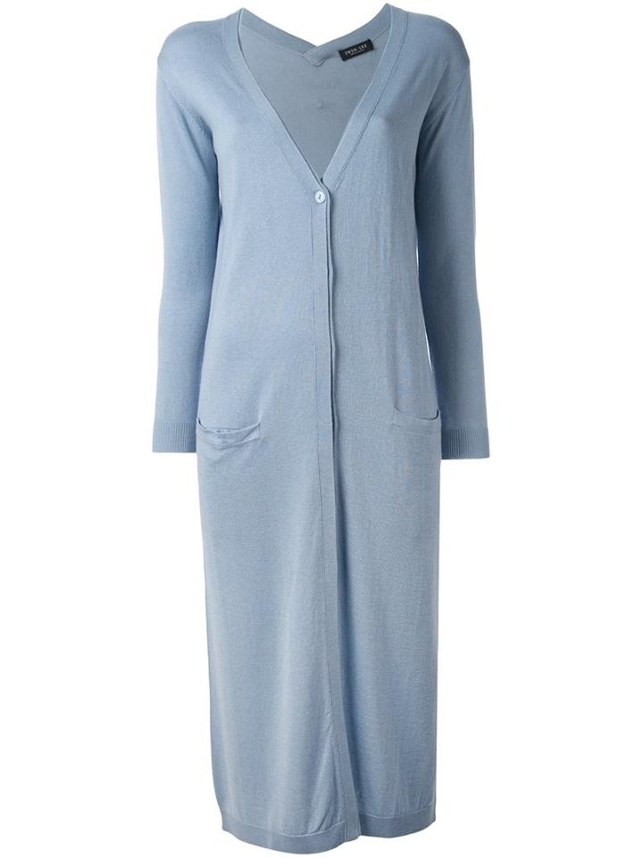 Twin-set Classic Long Cardigan, Women's, Size: Small, Blue, Silk/cashmere