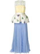 Delpozo - Appliquéd Peplum Gown - Women - Silk/cotton/polyamide - 40, Yellow/orange, Silk/cotton/polyamide