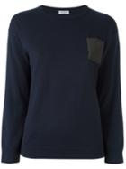 Brunello Cucinelli Chest Pocket Jumper, Women's, Size: Large, Blue, Silk/cashmere/brass/virgin Wool