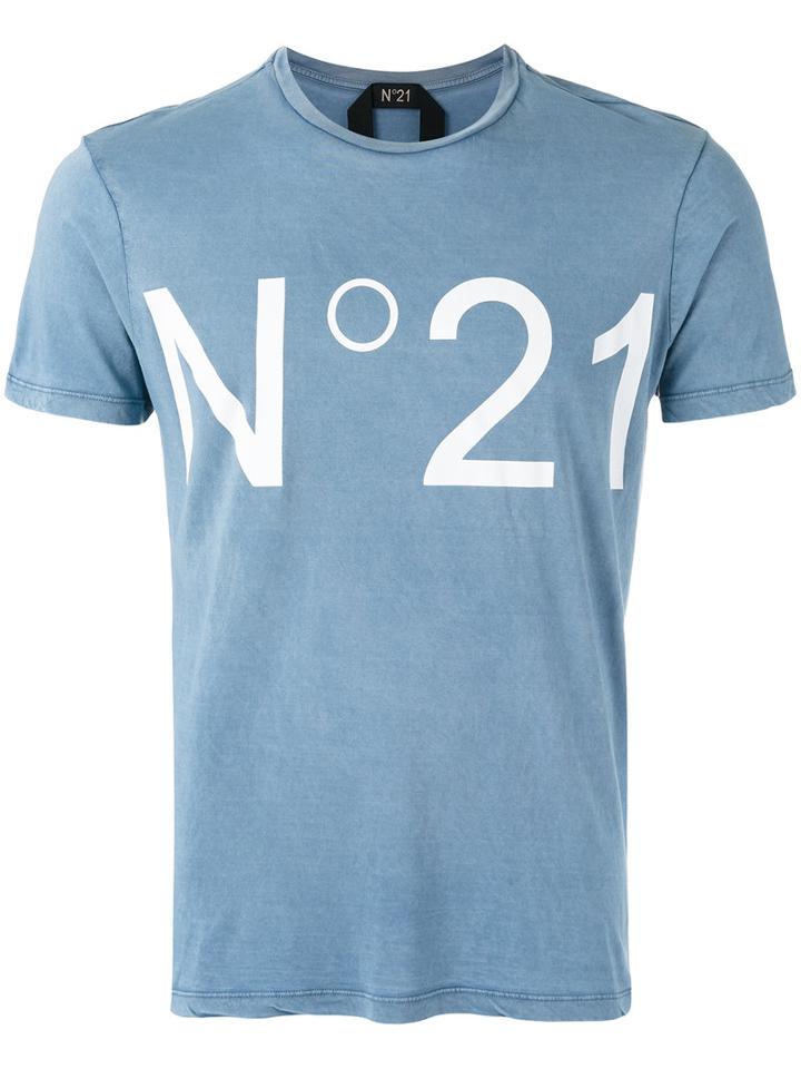 No21 - 'no.21' Print T-shirt - Men - Cotton - Xl, Blue, Cotton