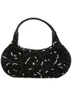 Giorgio Armani Vintage Contrast Trim Floral Handbag - Black