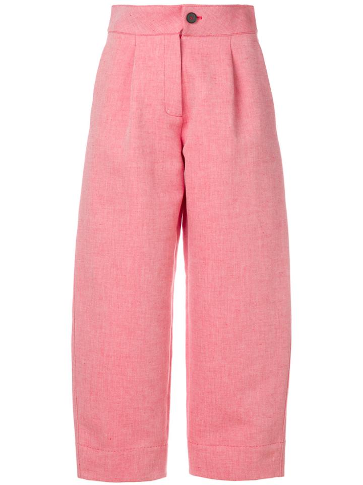 Carven Wide Leg Cropped Pants - Red
