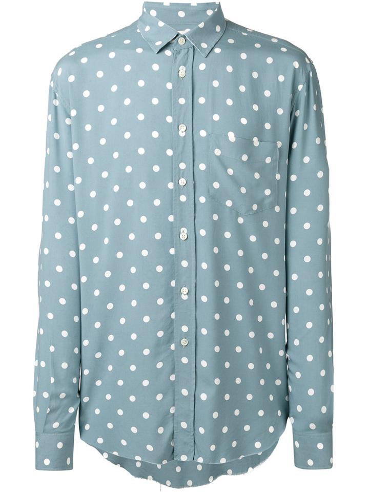 Saint Laurent Polka Dot Shirt, Men's, Size: 40, Blue, Viscose