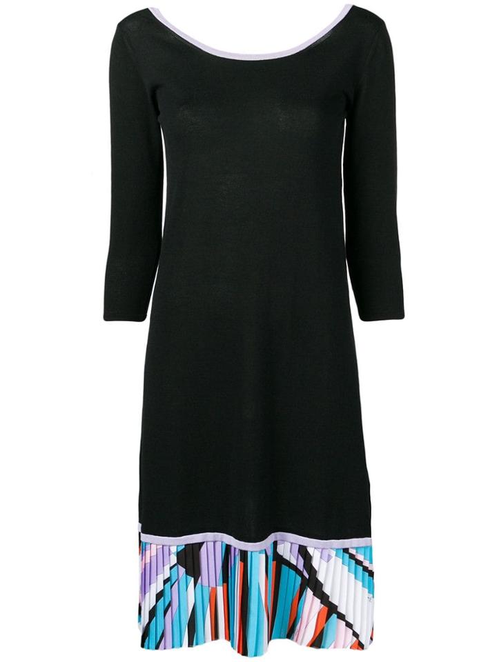 Emilio Pucci Shell Print Pleated Hem Dress - Black