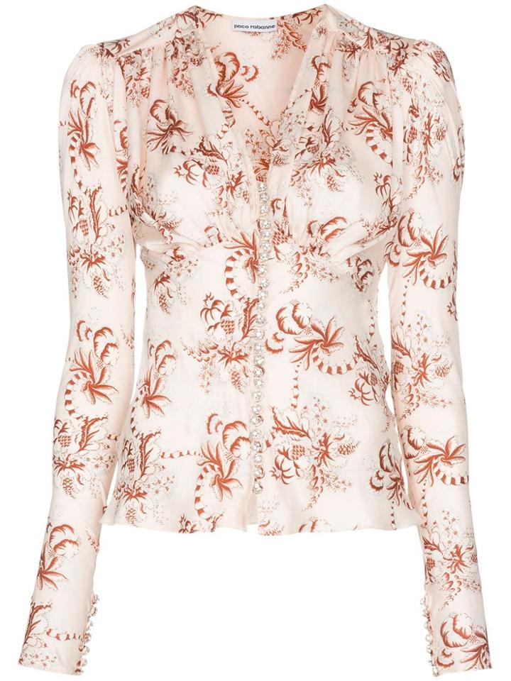 Paco Rabanne Floral Print Diamanté Button Blouse - Multicoloured