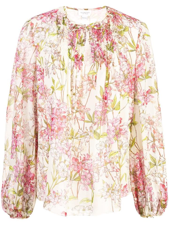 Giambattista Valli Floral Tie-neck Blouse - Neutrals