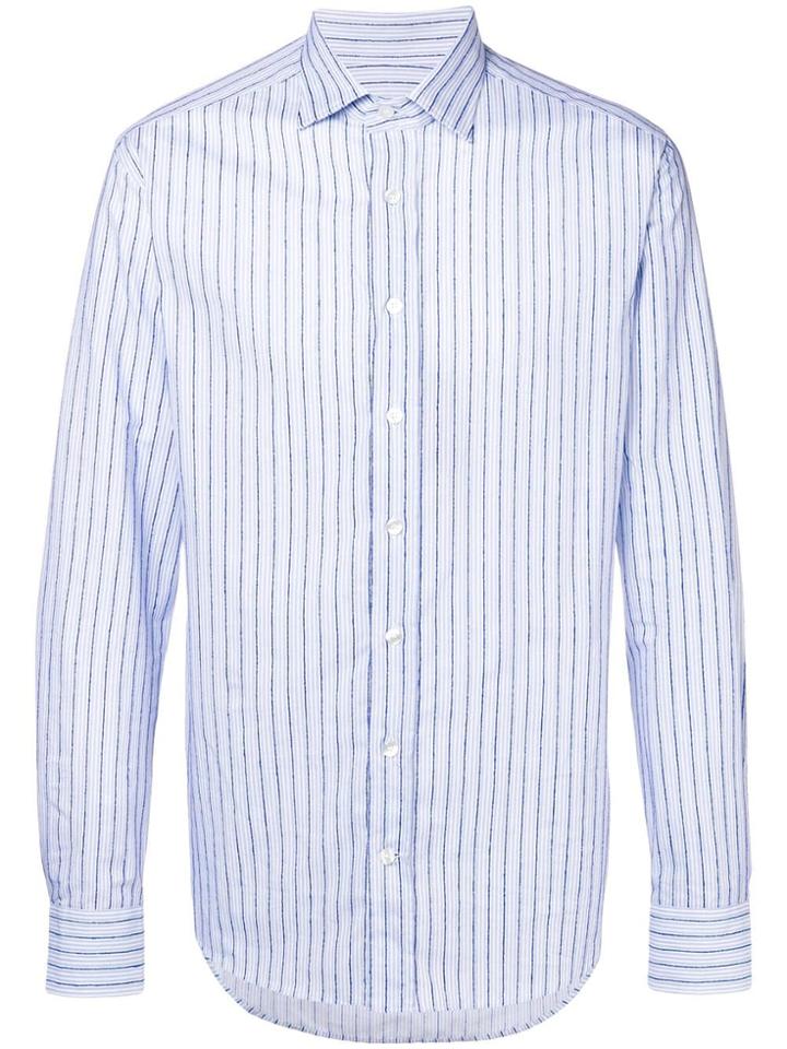 Etro Stitched Striped Print Shirt - Blue