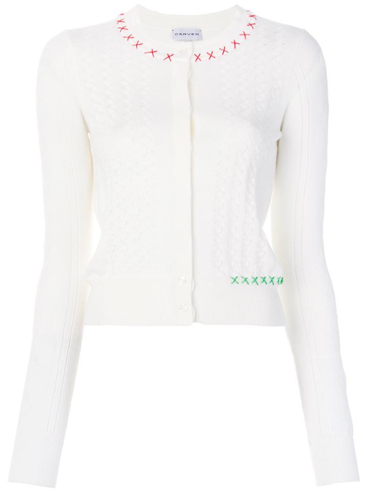 Carven Criss Cross Stitches Cardigan - Nude & Neutrals