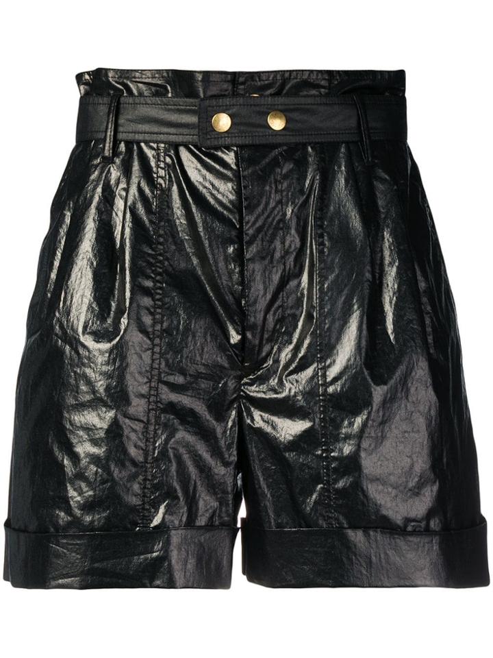 Isabel Marant High Waisted Belted Shorts - Black