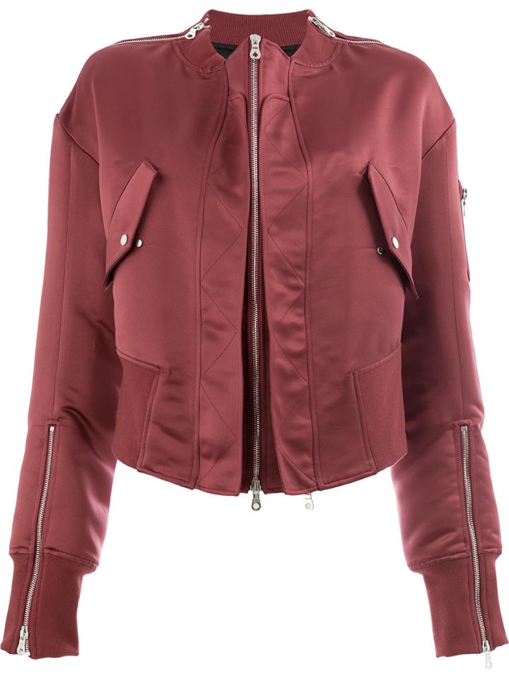 Rokh Oversized Zip Detail Bomber Jacket - Red