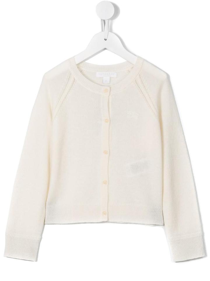 Burberry Kids Ribbed Round Neck Cardigan, Girl's, Size: 8 Yrs, Nude/neutrals